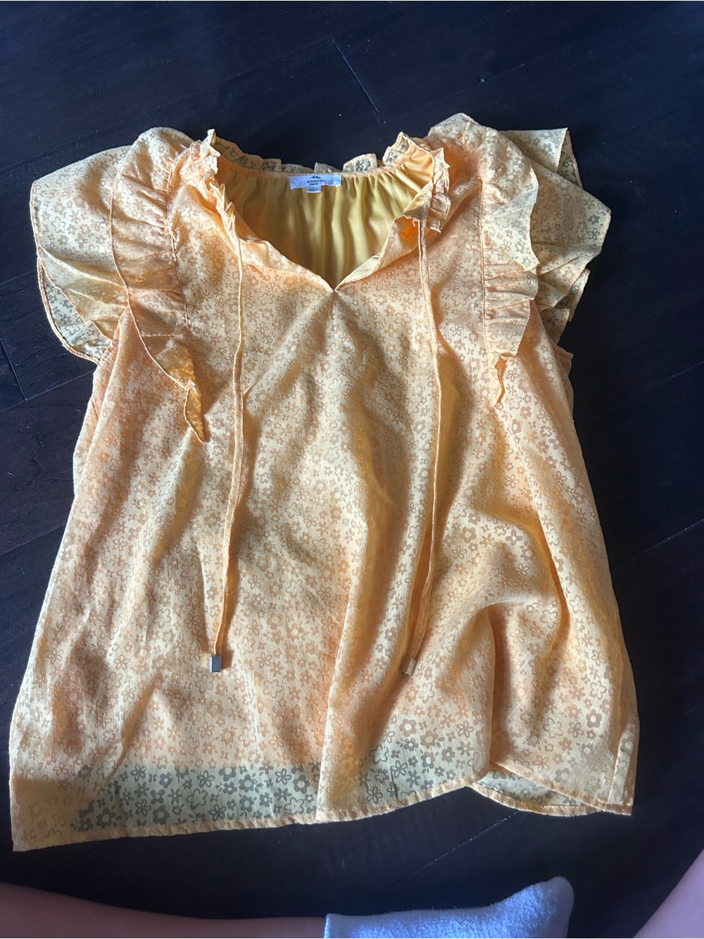 entro Yellow Floral Trim Blouse